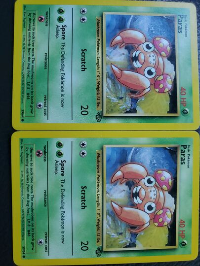 ultra rare paras 1995 pokemon card